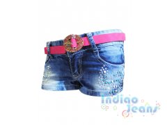 Стильные джинсовые шорты для девочек,ремень в комплекте, арт. 580216.