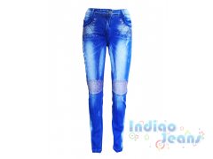 Оригинальные, яркие джинсы-стрейч для девочек, арт. I32179.