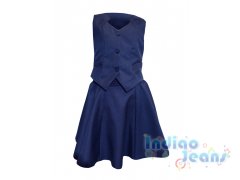 Синий комплект для школы, юбка+жилет, арт. 8-430/7-431.