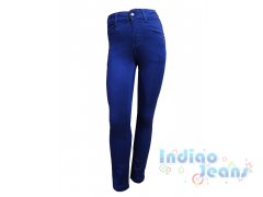 Темно-синие джинсы-стрейч с завышенной талией, для девочек, арт. I32687.