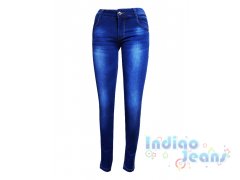 Зауженные синие джинсы-стрейч для девочек, арт. I32400.