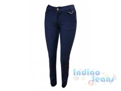 Прямые синие брюки-стрейч,  для девочек, арт. I33367.