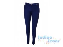 Плотнооблегающие синие брюки-стрейч,  для девочек, арт. А15554.