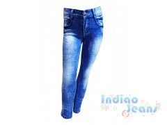 Голубые потертые  джинсы для девочек, арт. I32394.