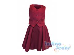 Бордовый комплект для школы, юбка+жилет, арт. 8-430/7-431.
