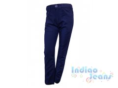 Синие  брюки-стрейч из немнущейся ткани, для мальчиков, арт. AN9001.