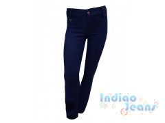 Прямые синие брюки-стрейч для девочек, арт. I33371.