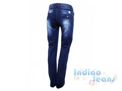 Темно-синие джинсы-стрейч со скрытыми карманами, для мальчиков, арт. BY1876.