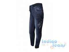Утепленные джинсы-стрейч для девочек на мягкой резинке, арт. I5908.