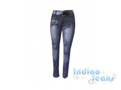 Стильные утепленные джинсы с модной отделкой стразами, арт.А46
