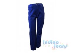 Синие утепленные немнущиеся брюки-стрейч для мальчиков, арт. М11856.