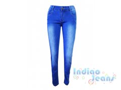 Зауженные синие джинсы-стрейч для девочек, арт. I33255.