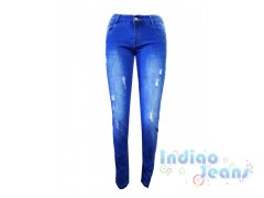 Зауженные синие джинсы-стрейч для девочек, арт. I33608.