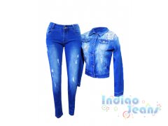 Стильный джинсовый костюм  для девочек, арт. I33608-8/I33608.