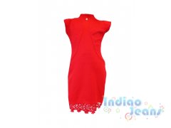 Приталенное красное платье, для девочек, арт. 8-620-2.