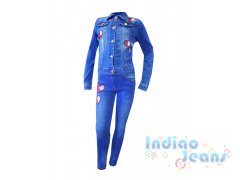 Интересный джинсовый костюм для девочек, арт. I33746-8/I33623.