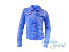 Голубая джинсовая куртка с жемчугом, арт. I33748-8.