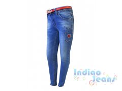Стильные джинсы для девочек, ремень в комплекте, арт. 486.