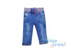Голубые рваные джинсы для девочек, арт. I33465.
