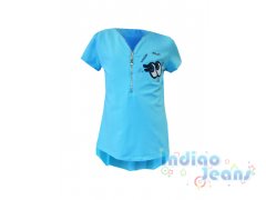 Голубая блузка со вставкой-сеткой сзади, арт. 701012.