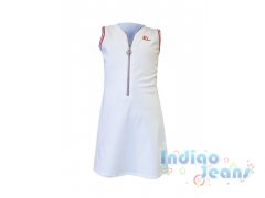 Спортивное белое хлопковое платье для  девочек, арт. 700917.