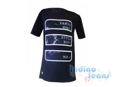 Стильная черная футболка для мальчиков, арт. 180122.