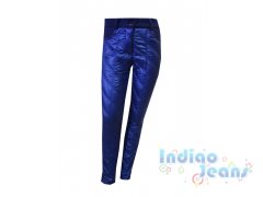 Комбинированные утепленные синие брюки для девочек, арт. D701622.