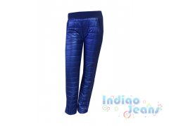 Комбинированные утепленные синие брюки для девочек, арт. D701725-2.