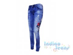 Рваные джинсы с принтом, для девочек, арт. SX702150.