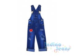 Джинсовый полукомбинезон с нашивками, для мальчиков, арт. М13268.