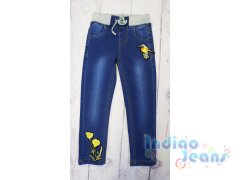 Стильные джинсы для девочек на мягкой резинке, арт. I33886.