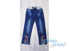 Стильные  джинсы на мягкой резинке, для девочек, арт. I34118.