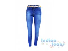 Стильные  джинсы для девочек, ремешок в комплекте, арт. I34202