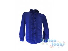 Синяя шифоновая блузка с молнией сзади, для девочек, арт. K701376-1.