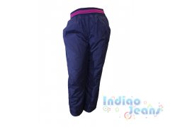 Синие брюки из плащевой ткани,для девочек, подклад - флис, арт. J-1014.