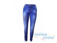 Стильные зауженные джинсы  для девочек, арт. I34231.