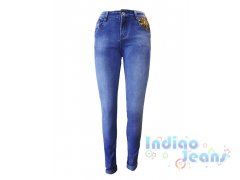 Стильные джинсы с золотыми пайетками на карманах, арт. I34471.