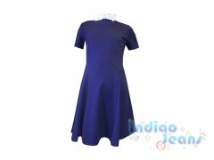 Синее школьное платье с коротким руавом, арт. К701421.