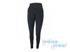 Черные джинсы с завышенной талией, для девочек, арт. I34437.