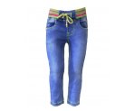 Голубые облегченные джинсы на резинке, для девочек, арт. I33686.
