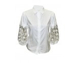 Нежная молочная блузка с кружевными рукавами, арт. 2132.