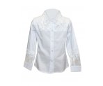 Белая блузка с кружевной отделкой на воротнике и  рукавах,  арт. S346.