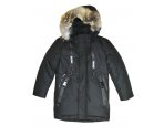 Зимняя черная куртка с натуральным мехом,для мальчиков, арт. LD-863.
