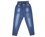 Модные джинсы-момы на резинке, для девочек, арт. I34661.