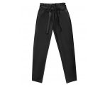 Стильные черные брюки  под кожу, для девочек, арт. А20030.