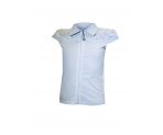 Белая трикотажная блузка на молнии с коротким рукавом, арт. 598742-1.