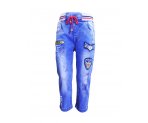 Ультрамодные рваные джинсы с нашивками, для мальчиков, арт. М12773.