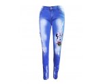 Рваные джинсы-стрейч с модным принтом, для девочек, арт. I33041.