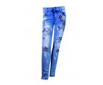 Зауженные голубые джинсы с модными нашивками, для девочек, арт. I32343.