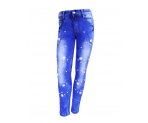 Голубые джинсы-стрейч с украшениями из бусин, арт. I33036.